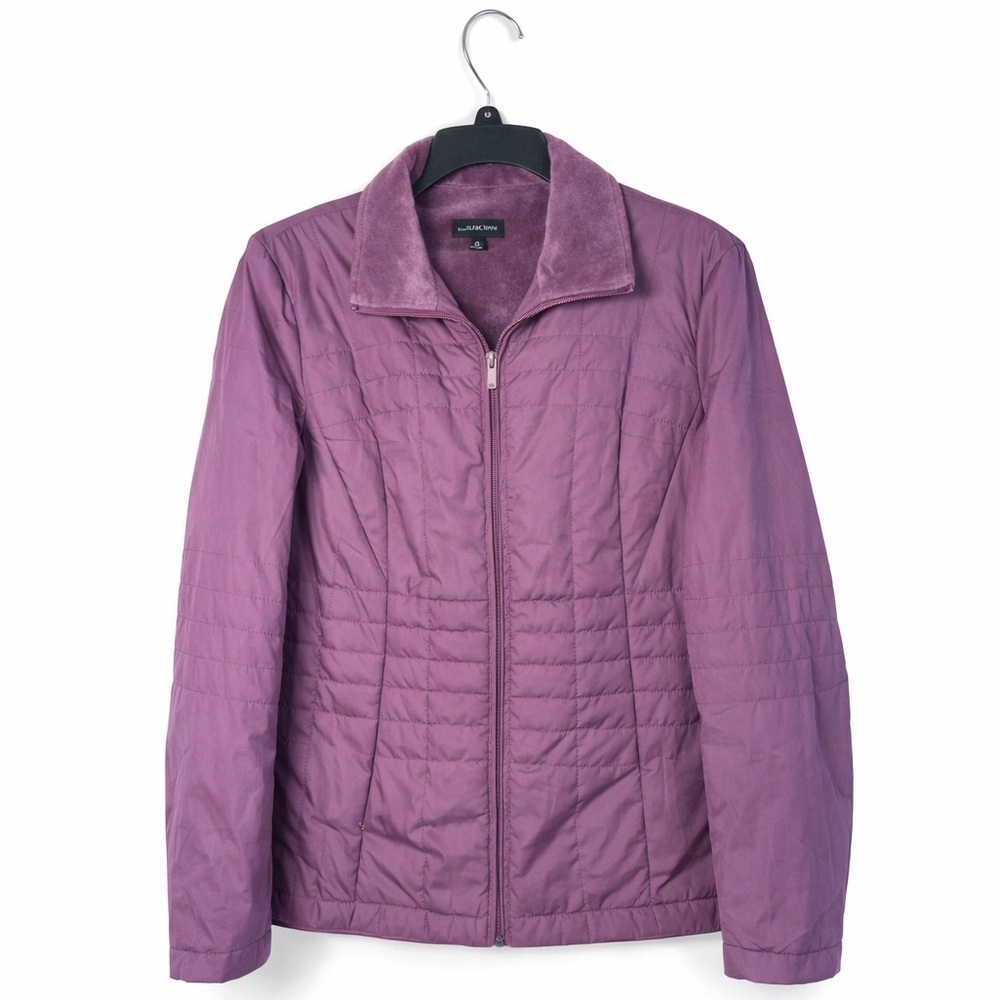 Lands End Womens full zip Quilted Fleece Lined Jacket Sz Small 6-8 Purple
